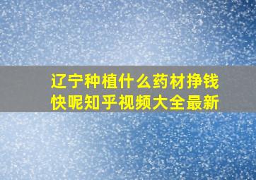 辽宁种植什么药材挣钱快呢知乎视频大全最新