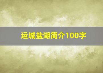 运城盐湖简介100字