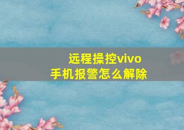 远程操控vivo手机报警怎么解除