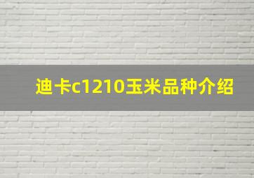 迪卡c1210玉米品种介绍