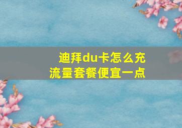 迪拜du卡怎么充流量套餐便宜一点