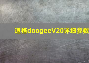 道格doogeeV20详细参数