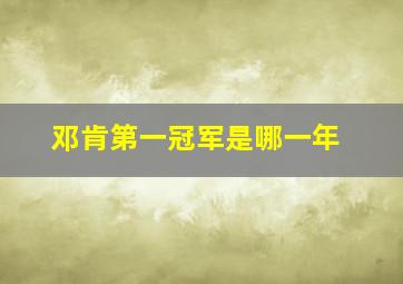 邓肯第一冠军是哪一年