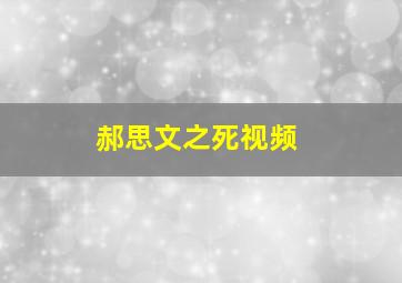 郝思文之死视频