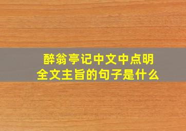 醉翁亭记中文中点明全文主旨的句子是什么