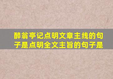 醉翁亭记点明文章主线的句子是点明全文主旨的句子是