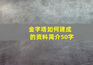 金字塔如何建成的资料简介50字