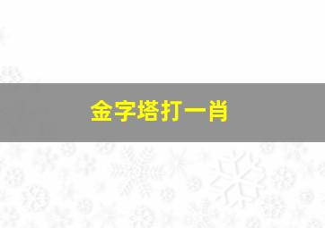 金字塔打一肖