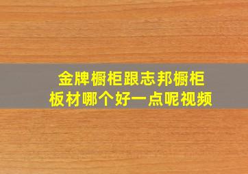 金牌橱柜跟志邦橱柜板材哪个好一点呢视频