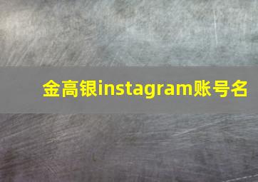 金高银instagram账号名