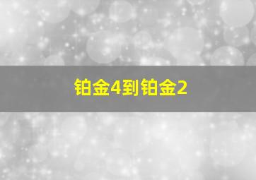 铂金4到铂金2