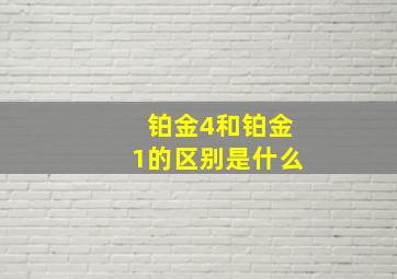 铂金4和铂金1的区别是什么