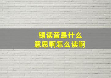 锡读音是什么意思啊怎么读啊