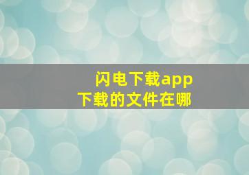 闪电下载app下载的文件在哪