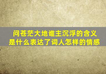 问苍茫大地谁主沉浮的含义是什么表达了词人怎样的情感