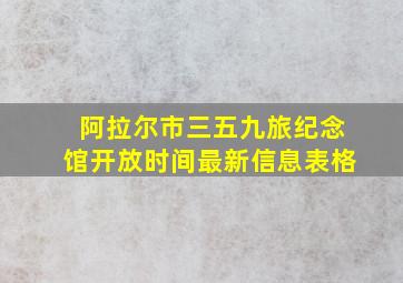 阿拉尔市三五九旅纪念馆开放时间最新信息表格