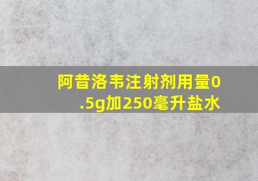 阿昔洛韦注射剂用量0.5g加250毫升盐水