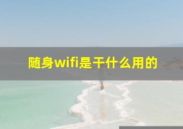 随身wifi是干什么用的