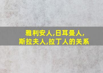 雅利安人,日耳曼人,斯拉夫人,拉丁人的关系