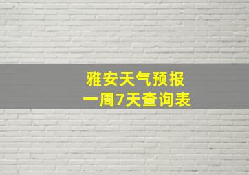 雅安天气预报一周7天查询表