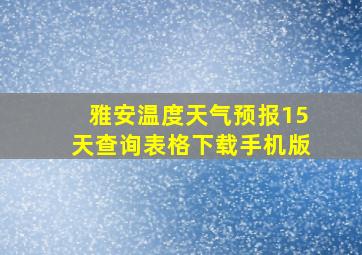 雅安温度天气预报15天查询表格下载手机版