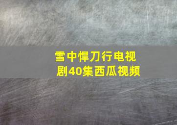 雪中悍刀行电视剧40集西瓜视频