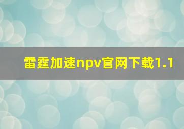 雷霆加速npv官网下载1.1