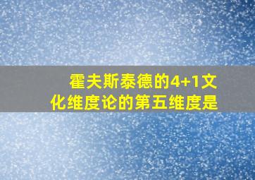 霍夫斯泰德的4+1文化维度论的第五维度是