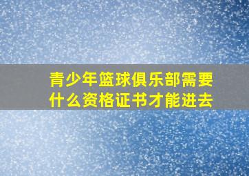 青少年篮球俱乐部需要什么资格证书才能进去