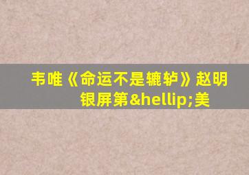 韦唯《命运不是辘轳》赵明银屏第…美