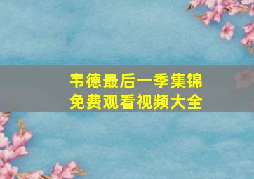 韦德最后一季集锦免费观看视频大全