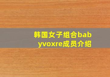 韩国女子组合babyvoxre成员介绍