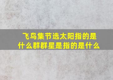 飞鸟集节选太阳指的是什么群群星是指的是什么