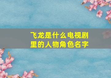 飞龙是什么电视剧里的人物角色名字