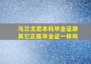 马兰戈尼本科毕业证跟其它正规毕业证一样吗