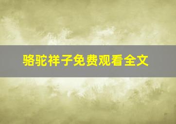 骆驼祥子免费观看全文