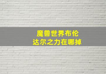 魔兽世界布伦达尔之力在哪掉