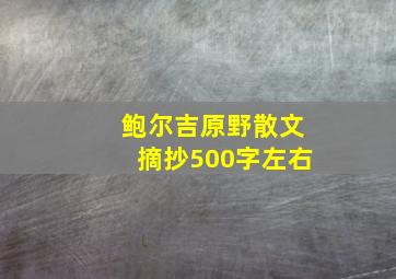 鲍尔吉原野散文摘抄500字左右