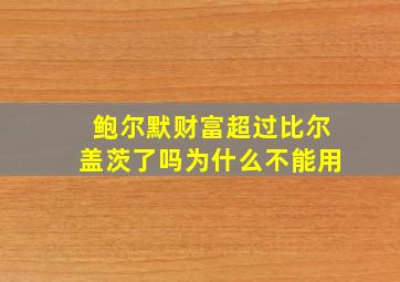 鲍尔默财富超过比尔盖茨了吗为什么不能用