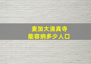 麦加大清真寺能容纳多少人口