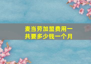 麦当劳加盟费用一共要多少钱一个月