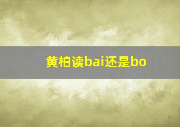 黄柏读bai还是bo