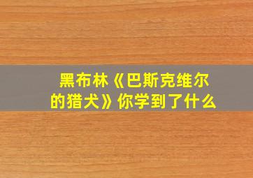 黑布林《巴斯克维尔的猎犬》你学到了什么