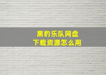 黑豹乐队网盘下载资源怎么用