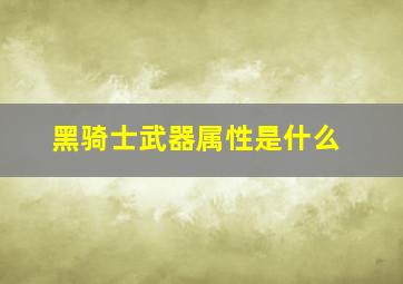 黑骑士武器属性是什么